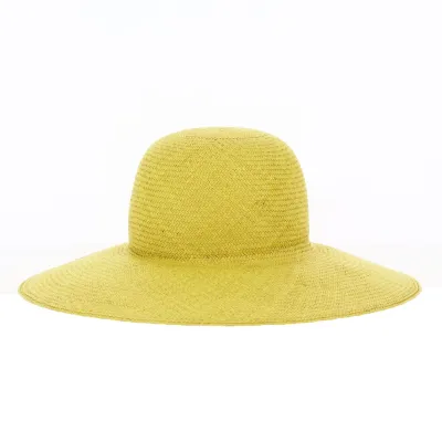 Yellow Pedra Panama Wide-Brimmed Hat - Traclet