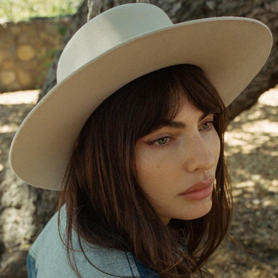 Vale Beige Felt Boater Hat - Brixton