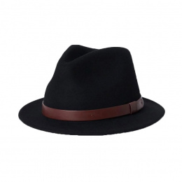 Black Wool Felt Baby Messer Fedora Hat - Brixton