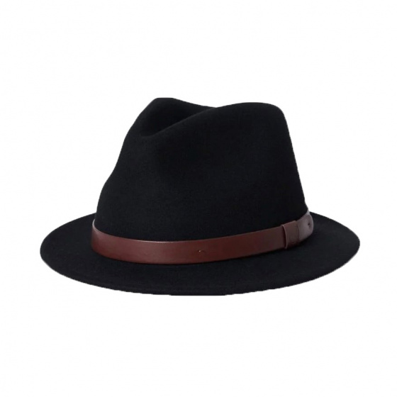 Black Wool Felt Baby Messer Fedora Hat - Brixton