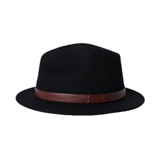 Black Wool Felt Baby Messer Fedora Hat - Brixton
