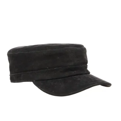 Black Leather Cuban Cap - City Sport Reference: 16527
