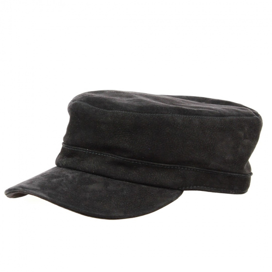 Black Leather Cuban Cap - City Sport Black Leather Cuban Cap - City Sport