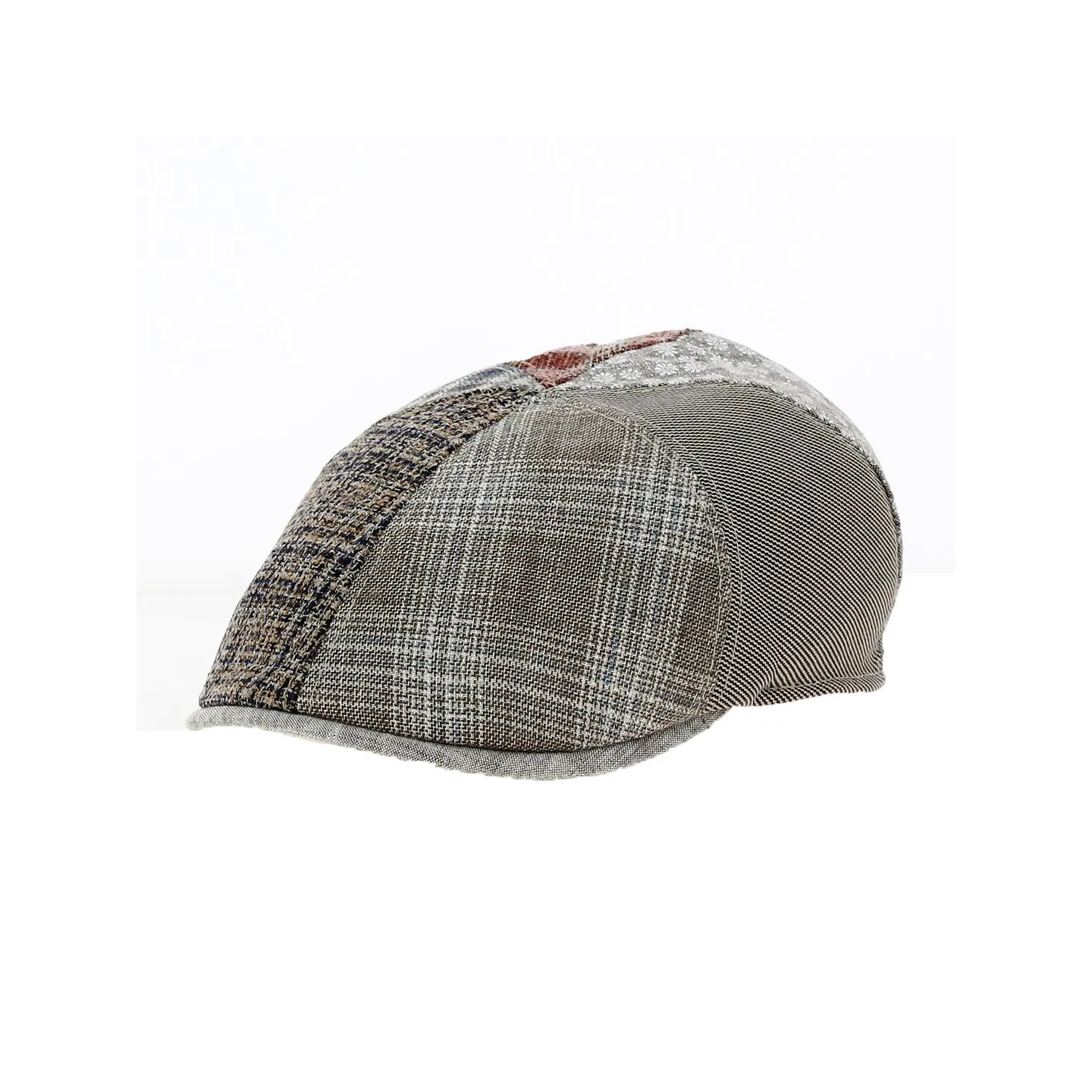Domed Patchwork Linen and Cotton Cap - Traclet Reference: 11719 | Traclet Hat Shop