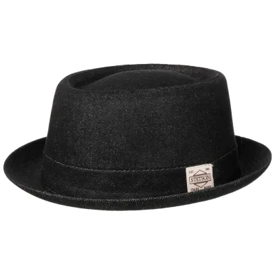 Chapeau Pork Pie Oldmar Denim Noir - Stetson  Reference : 18319 | Chapellerie Traclet