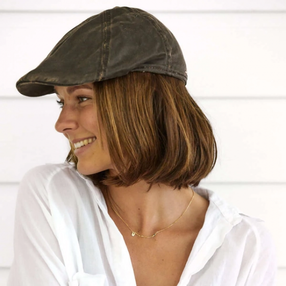 Brown Cotton Merrick Newsboy Flat Cap - Conner Hats