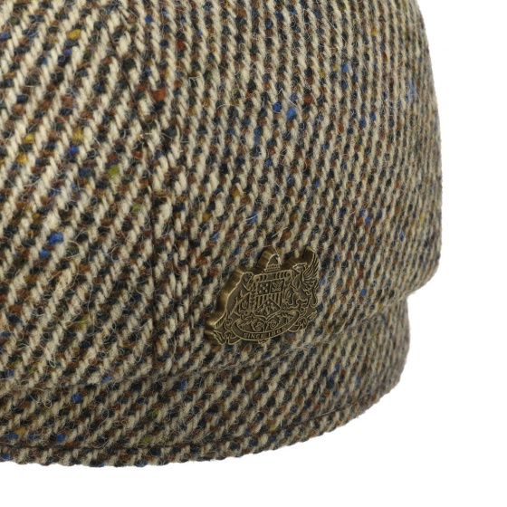 Brown Wool Hatteras Check Flat Cap - Stetson