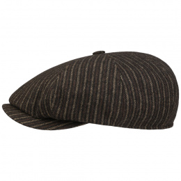 Brown Striped Wool 8 Rib Cap - Stetson