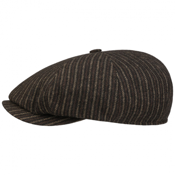8 Rib Wool Brown Stripes Cap - Stetson