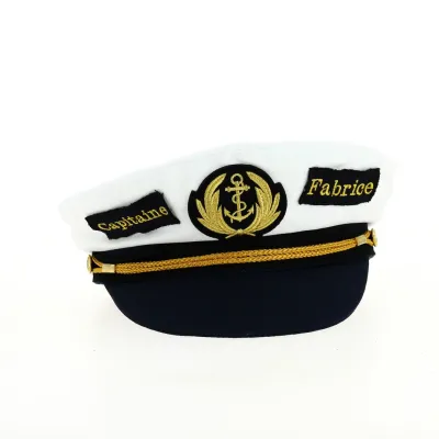 Customized White Cotton Commodore Sailor Cap - Traclet Reference: 18348 | Traclet Hat Shop