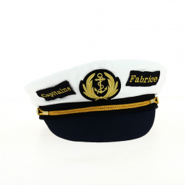 Customized White Cotton Commodore Sailor Cap - Traclet