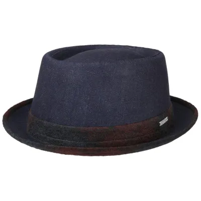 Chapeau Porkpie Check Denim - Stetson Reference : 13135 | Chapellerie Traclet