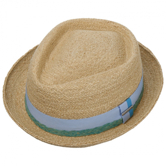 Pork Pie Diamond Raffia Natural Straw Hat - Stetson
