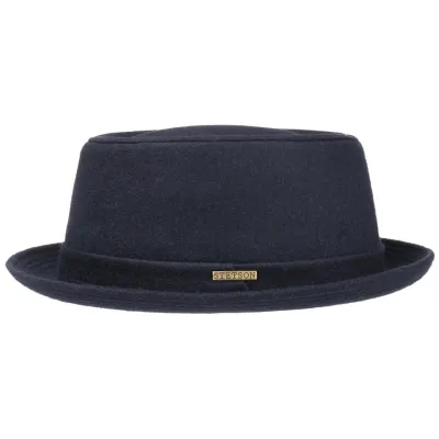 Navy Virgin Wool Berning Pork Pie Hat - Stetson Reference: 13045 | Traclet Hat Shop