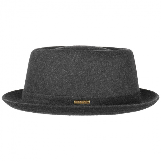 Berning Virgin Wool PorkPie Hat Anthracite - Stetson