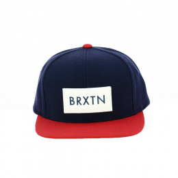 Brixton Rift Snap Back Cap in Indigo and Red