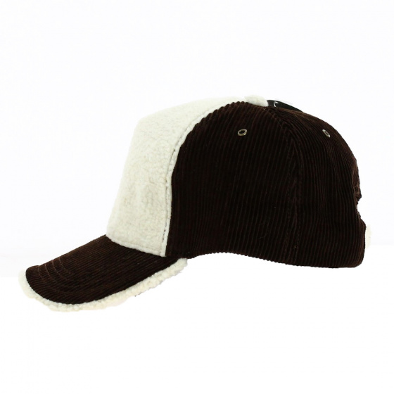 Casquette Cord Coton Marron & Beige - Traclet