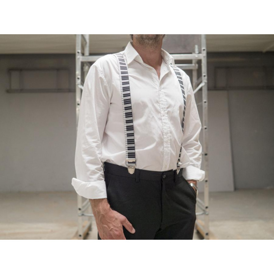 Black & White Piano Suspenders - Traclet Black & White Piano Suspenders - Traclet