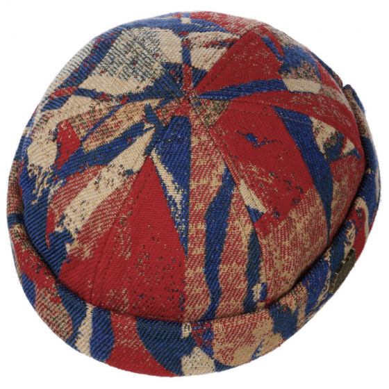 Bonnet Docker Bleu et Rouge - Stetson Bonnet Docker Bleu et Rouge - Stetson