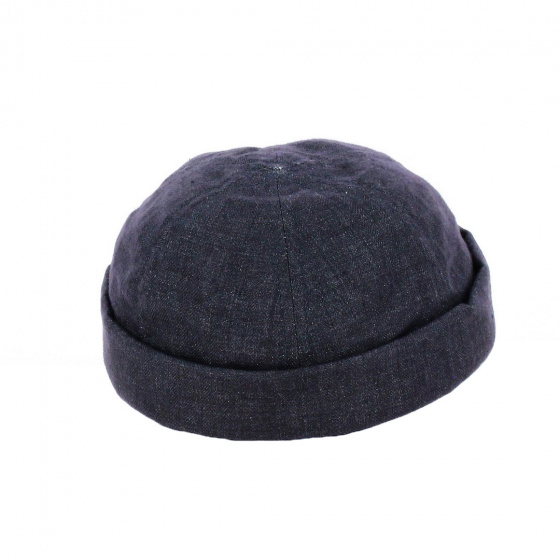 Navy Linen Docker Beanie - Stetson