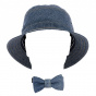 Blue Denim Cotton Bow Tie - Traclet