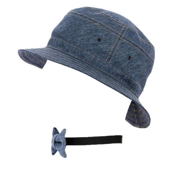 Blue Denim Cotton Bow Tie - Traclet
