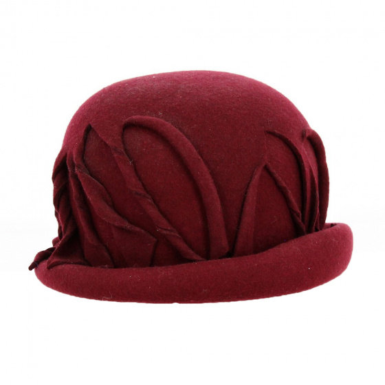 Christy Burgundy Felt Cloche Hat - Traclet