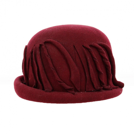 Christy Burgundy Felt Cloche Hat - Traclet