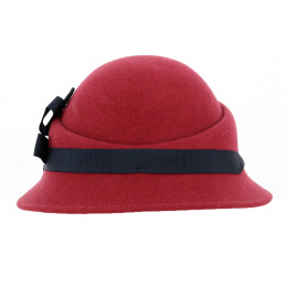 Emma Burgundy Wool Felt Cloche Hat - Traclet
