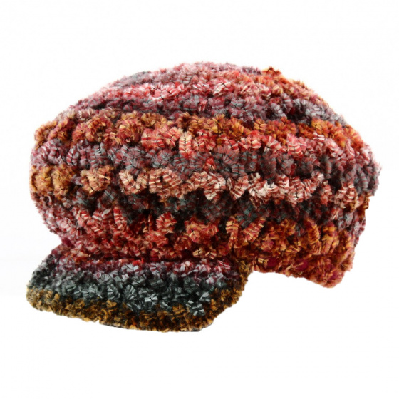 Burgundy Acrylic Knit Newsboy Cap - Traclet