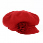 Wool Newsboy Cap with Flower - Traclet