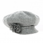 Wool Newsboy Cap with Flower - Traclet