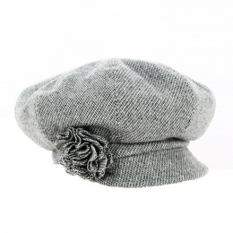 Wool Newsboy Cap with Flower - Traclet