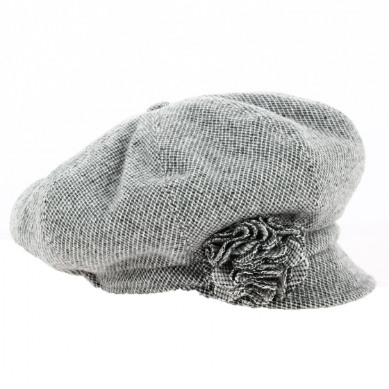 Wool Newsboy Cap with Flower - Traclet