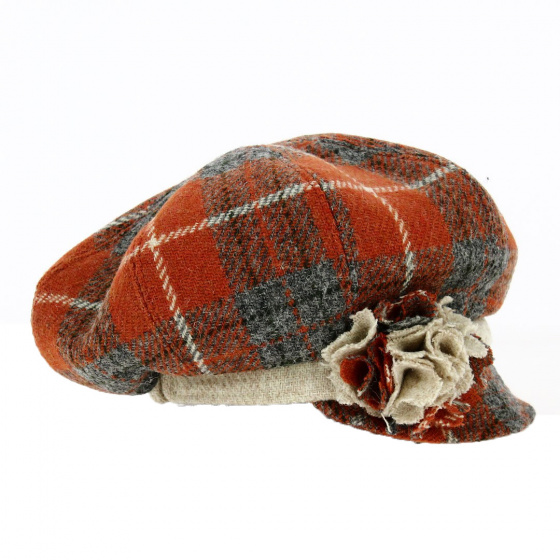 Wool Newsboy Cap with Flower - Traclet