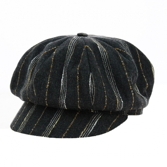 Gavroche Black & Brown Striped Cap - Traclet