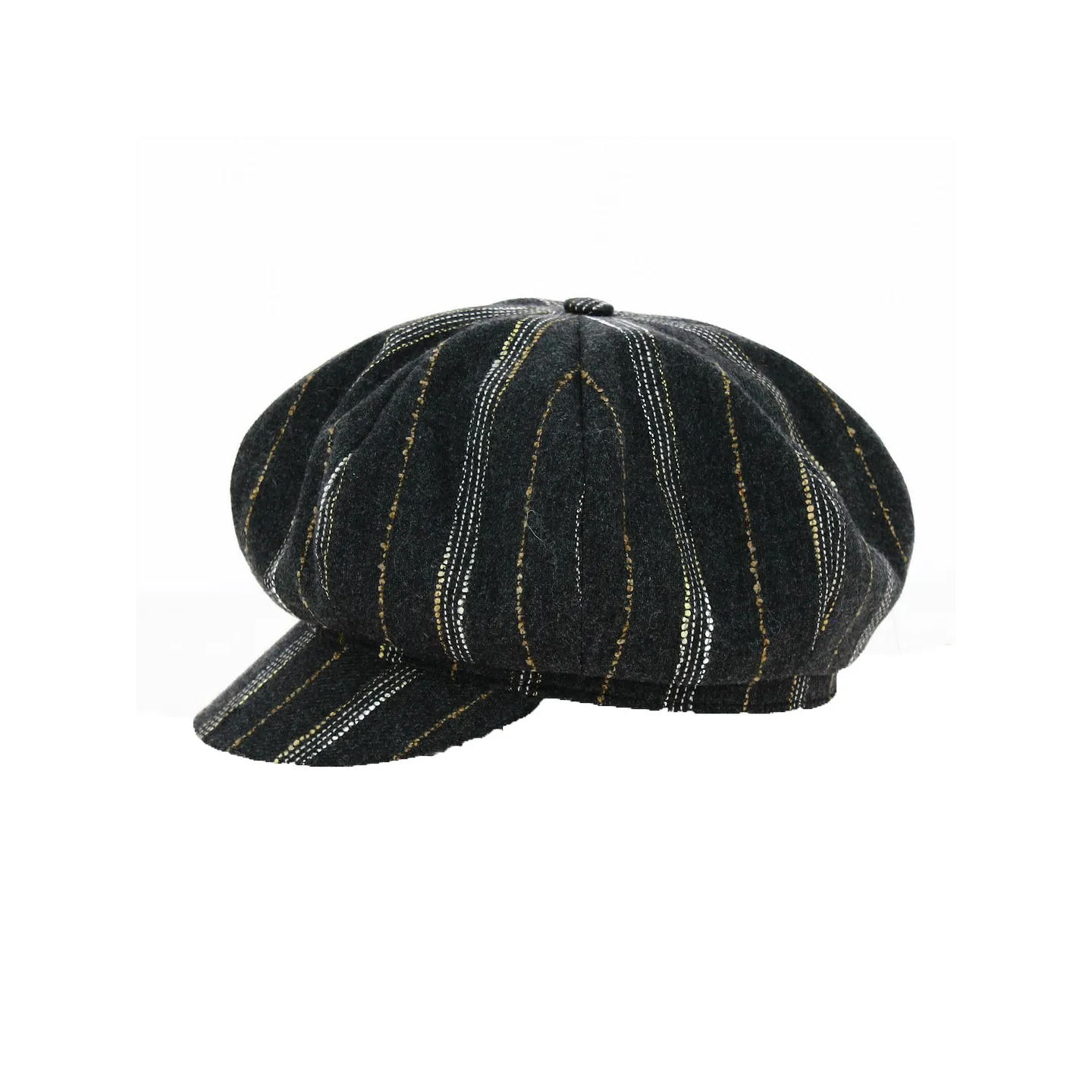 Casquette Gavroche Rayée Noir & Marron - Traclet Reference : 18495 | Chapellerie Traclet
