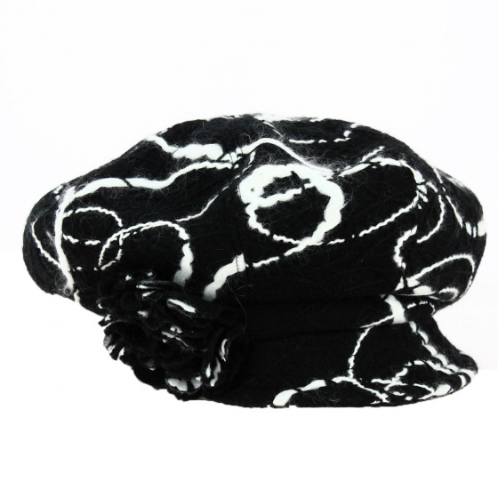 Wool Newsboy Cap with Flower - Traclet