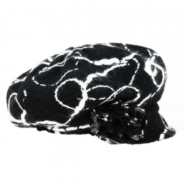 Wool Newsboy Cap with Flower - Traclet