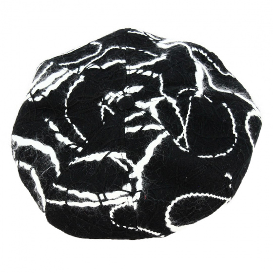 Wool Newsboy Cap with Flower - Traclet