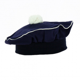 Romain Navy Cotton Children's Beret - Traclet