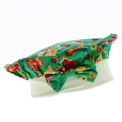 Kids' Floral Green Cotton Romaine Beret - Traclet Reference: 18507 | Traclet Hat Shop