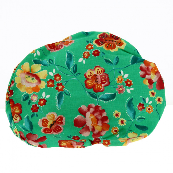 Kids' Floral Green Cotton Romaine Beret - Traclet Kids' Floral Green Cotton Romaine Beret - Traclet