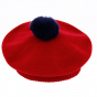 Children's Red Merino Wool Pom Pom Beret - Heritage by Laulhère