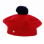 Child Beret Pompon Wool Merino Red - Heritage by Laulhère