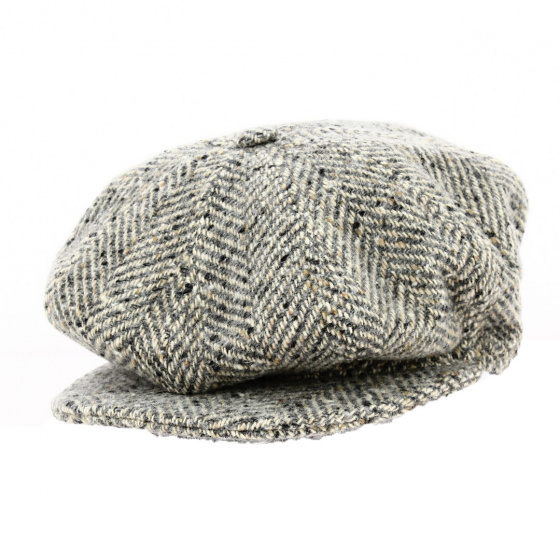 Light Gray Herringbone 8-Panel Cap - Traclet