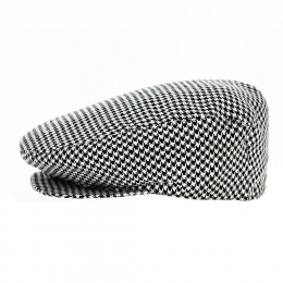 Children's Flat Houndstooth Cap Grey- Traclet