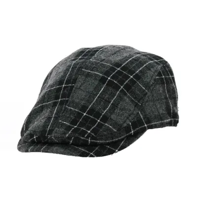 Casquette Pamplona bec de canard à carreaux Noire - Keyone Reference : 18598 | Chapellerie Traclet