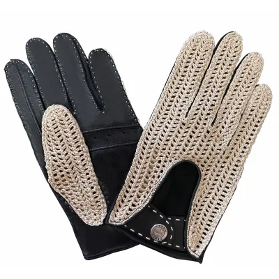 Gants de Conduite Cuir Crochet Non Doublé Noir - Glove Story
