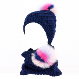 Neck warmer with twisted alpaca pompom - Traclet